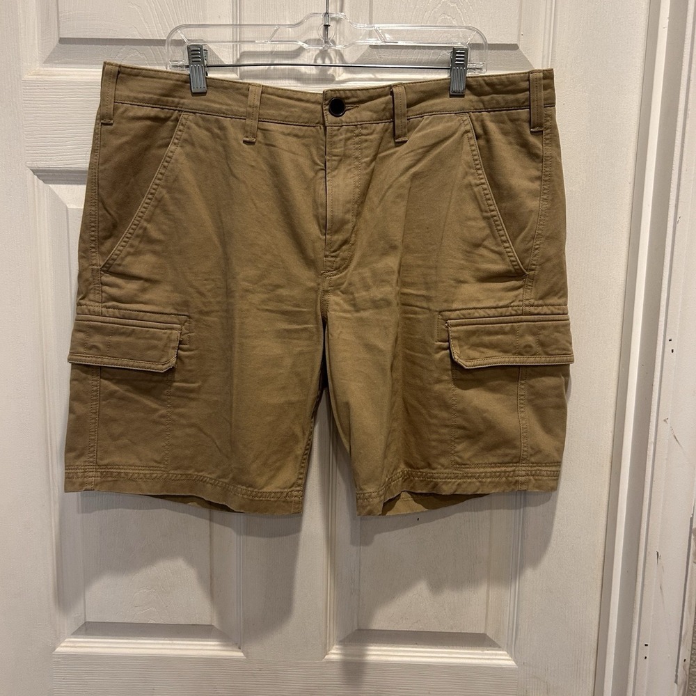 Timberland Mens Cargo Shorts Khaki Tan Cotton‎ Twill Size 38 Outdoor Utility Y2k